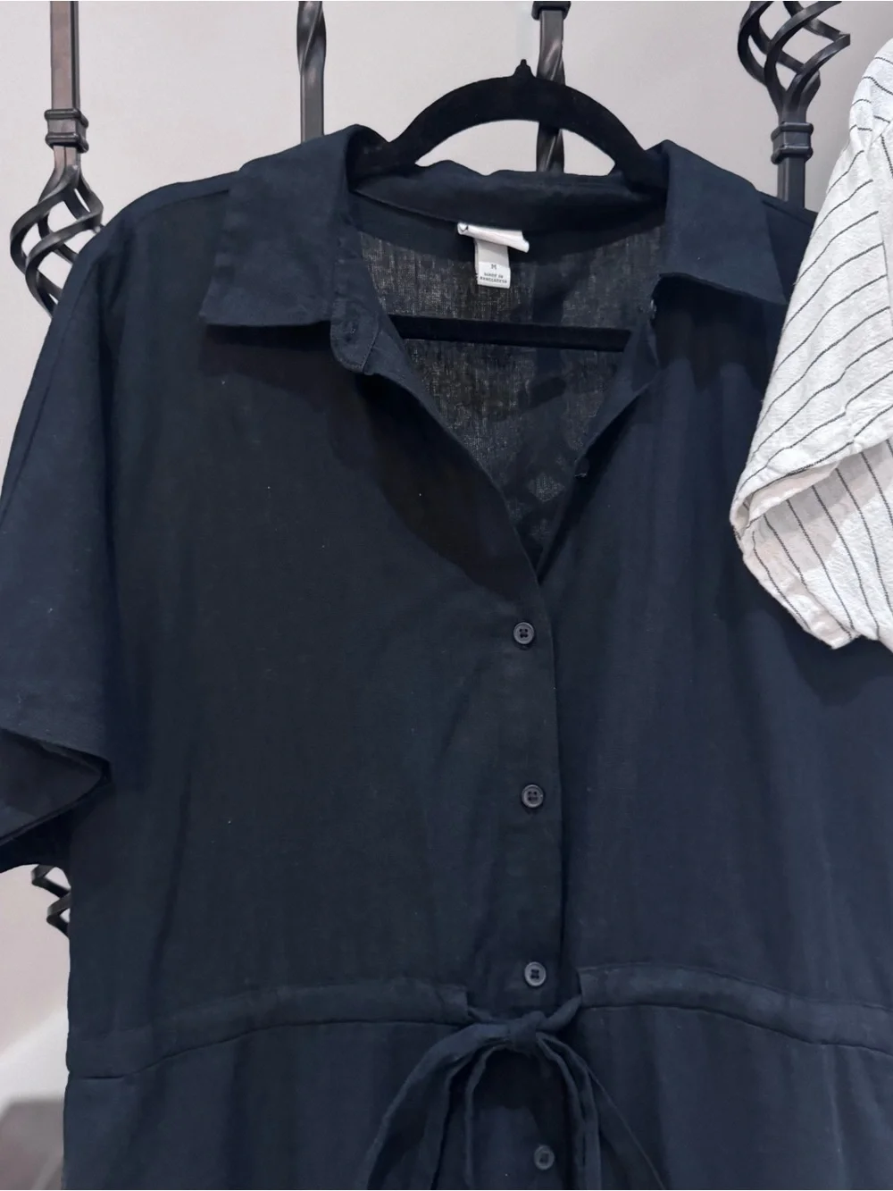 a new day Black and White Striped Drawstring Shirt Dresses - Picture 3 of 8